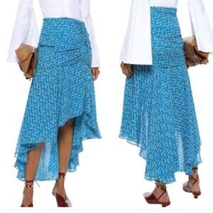 Veronica Beard Silk Sevilla Asymmetrical Skirt In Blue Multi Size 2